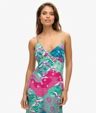 Bedrucktes Midi-Slip-Cami-Kleid