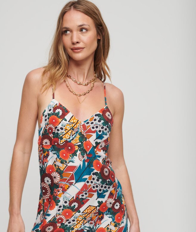 Bedrucktes Mini-Cami-Slip-Kleid Bedrucktes Mini-Cami-Slip-Kleid