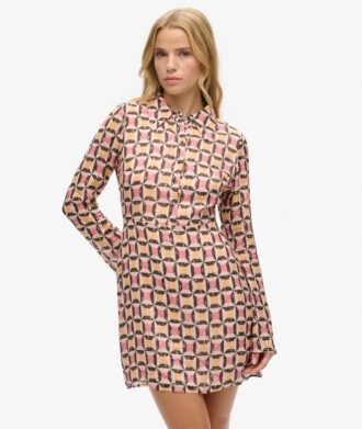 Bedrucktes Mini-Hemd-Kleid
