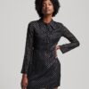 Bedrucktes Mini-Hemd-Kleid Bedrucktes Mini-Hemd-Kleid