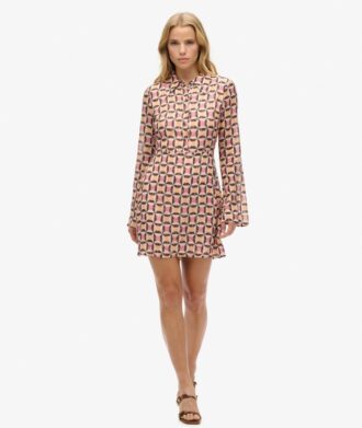 Bedrucktes Mini-Hemd-Kleid