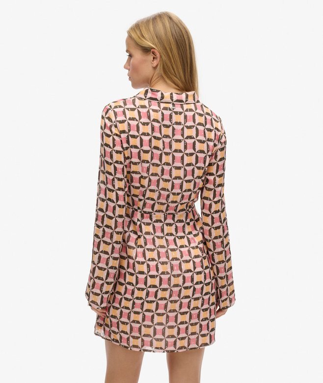 Bedrucktes Mini-Hemd-Kleid Bedrucktes Mini-Hemd-Kleid