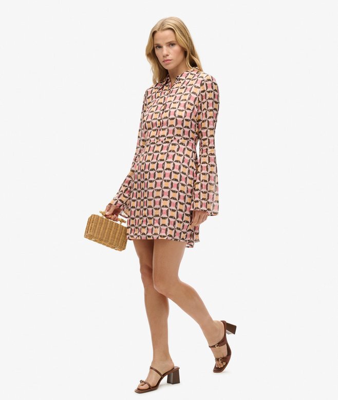 Bedrucktes Mini-Hemd-Kleid Bedrucktes Mini-Hemd-Kleid