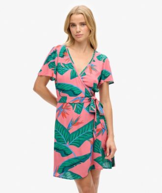 Bedrucktes Mini-Wickel-Kleid