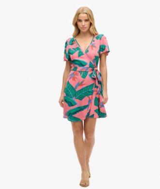 Bedrucktes Mini-Wickel-Kleid