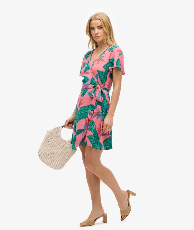 Bedrucktes Mini-Wickel-Kleid Bedrucktes Mini-Wickel-Kleid