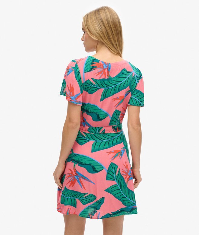 Bedrucktes Mini-Wickel-Kleid Bedrucktes Mini-Wickel-Kleid