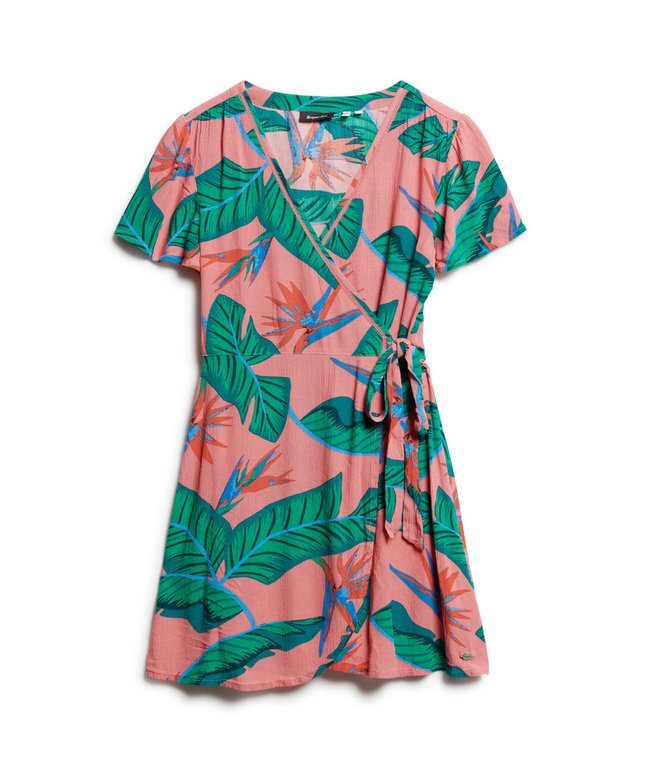 Bedrucktes Mini-Wickel-Kleid Bedrucktes Mini-Wickel-Kleid