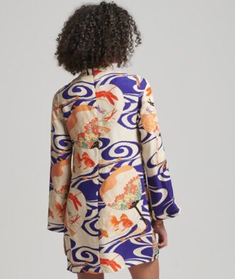 Bedrucktes Minikleid mit langen Ärmeln