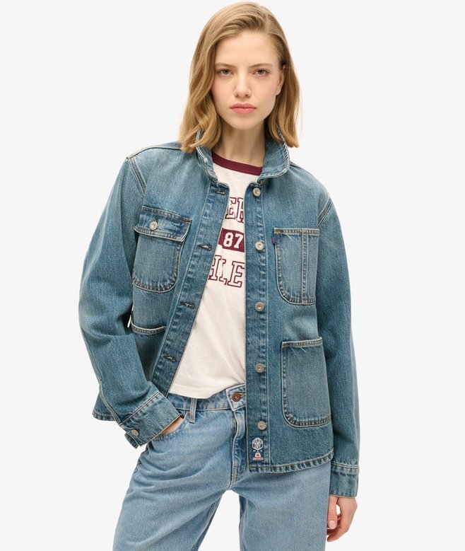 Bestickte Denim-Arbeitsjacke Bestickte Denim-Arbeitsjacke