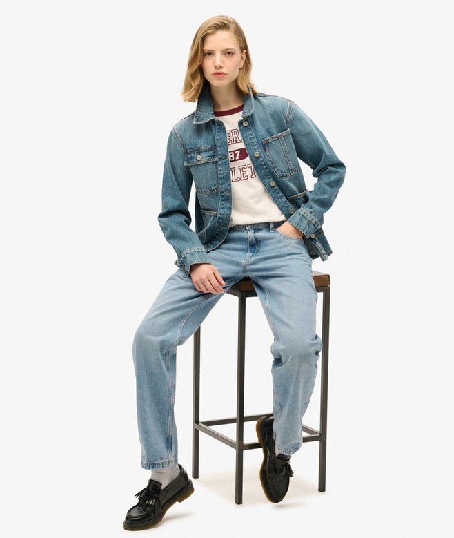 Bestickte Denim-Arbeitsjacke Bestickte Denim-Arbeitsjacke