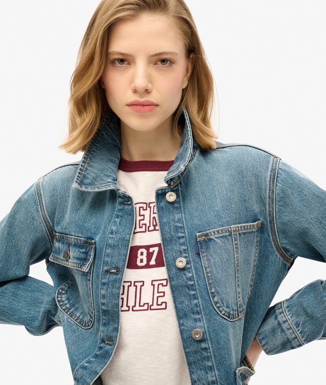 Bestickte Denim-Arbeitsjacke Bestickte Denim-Arbeitsjacke