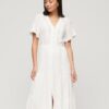 Besticktes Midi-Kleid mit Stufenrock