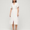 Besticktes Midi-Kleid mit Stufenrock
