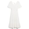 Besticktes Midi-Kleid mit Stufenrock