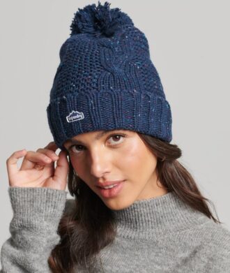 Bobble-Mütze mit Zopfmuster