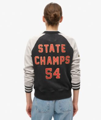 Bomberjacke aus Jersey mit College-Schriftzug