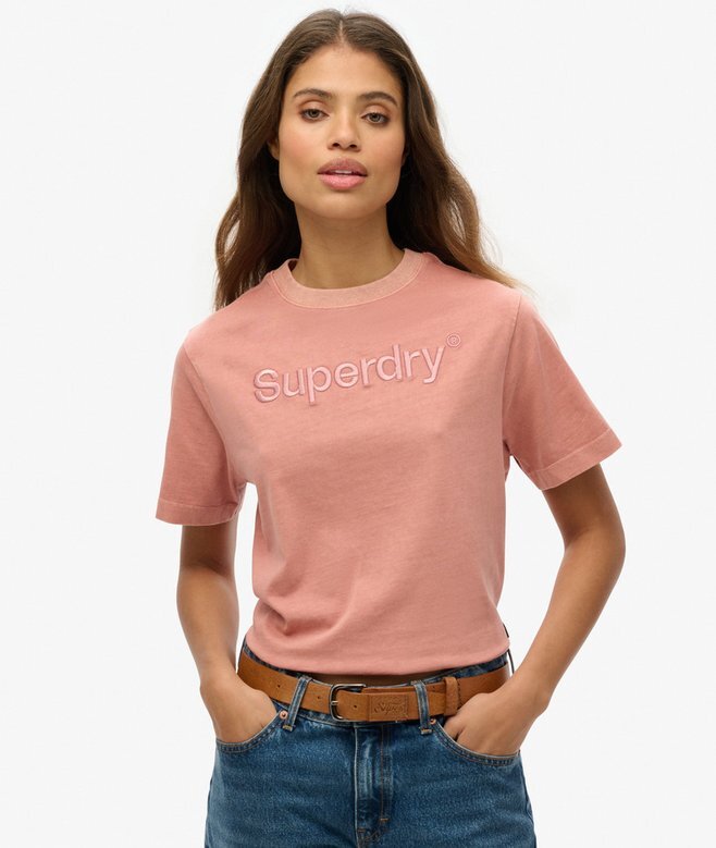 Boxy Loose T-Shirt mit gesticktem Core-Logo Boxy Loose T-Shirt mit gesticktem Core-Logo
