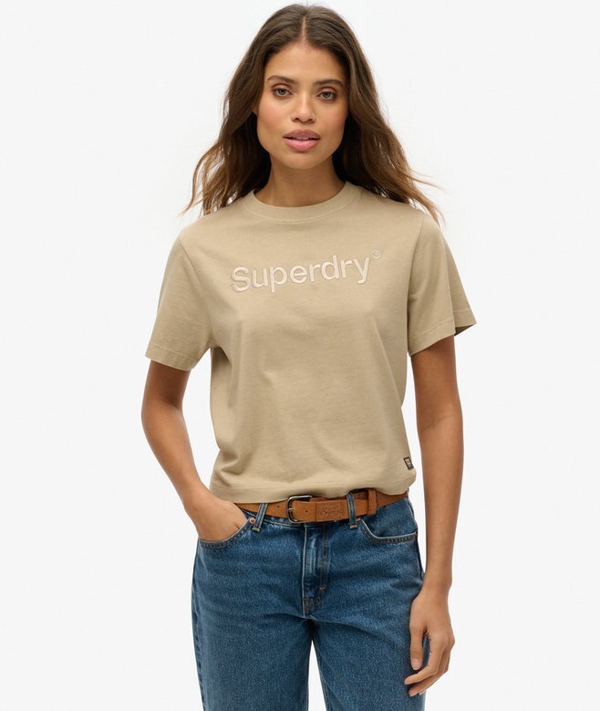 Boxy Loose T-Shirt mit gesticktem Core-Logo Boxy Loose T-Shirt mit gesticktem Core-Logo