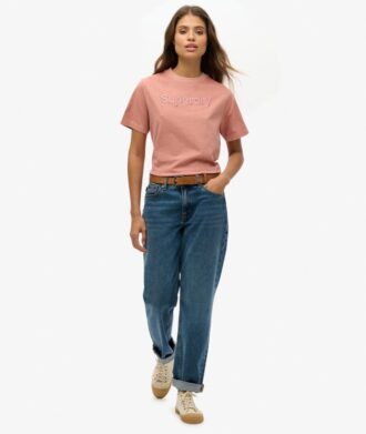 Boxy Loose T-Shirt mit gesticktem Core-Logo