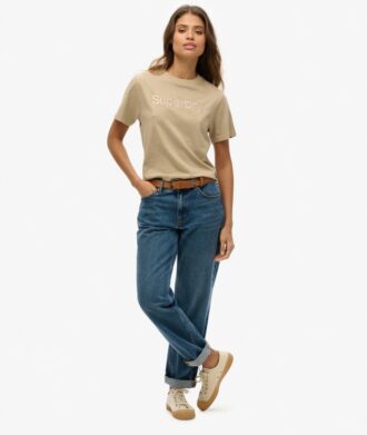 Boxy Loose T-Shirt mit gesticktem Core-Logo