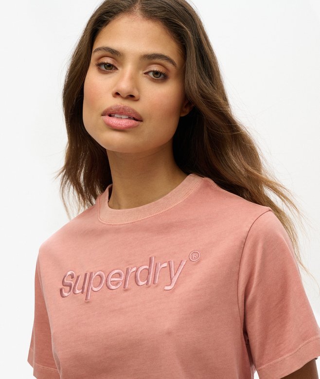 Boxy Loose T-Shirt mit gesticktem Core-Logo Boxy Loose T-Shirt mit gesticktem Core-Logo