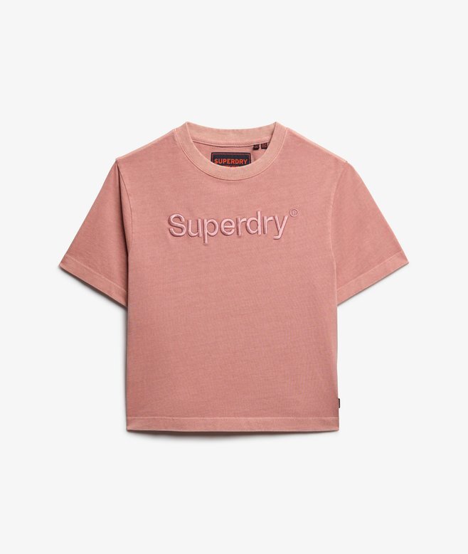 Boxy Loose T-Shirt mit gesticktem Core-Logo Boxy Loose T-Shirt mit gesticktem Core-Logo