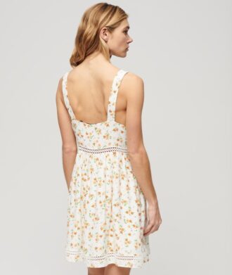 Cami-Kleid mit V-Ausschnitt und Spitzenbesatz