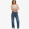Cami-Oberteil aus Organic Cotton mit Vintage-Rippbündchen und Spitzenbesatz