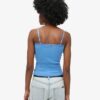 Cami-Oberteil aus Organic Cotton mit Vintage-Rippbündchen und Spitzenbesatz