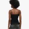 Cami-Oberteil aus Organic Cotton mit Vintage-Rippbündchen und Spitzenbesatz