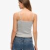 Cami-Oberteil aus Organic Cotton mit Vintage-Rippbündchen und Spitzenbesatz