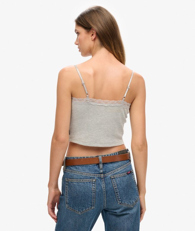 Cami-Oberteil mit Rippspitzenbesatz Cami-Oberteil mit Rippspitzenbesatz