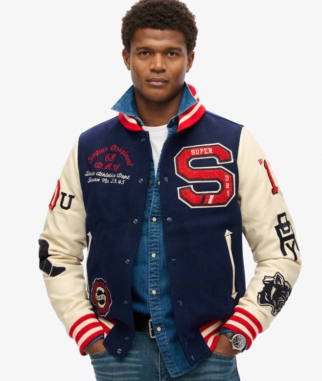 College-Bomberjacke mit Aufnähern College-Bomberjacke mit Aufnähern