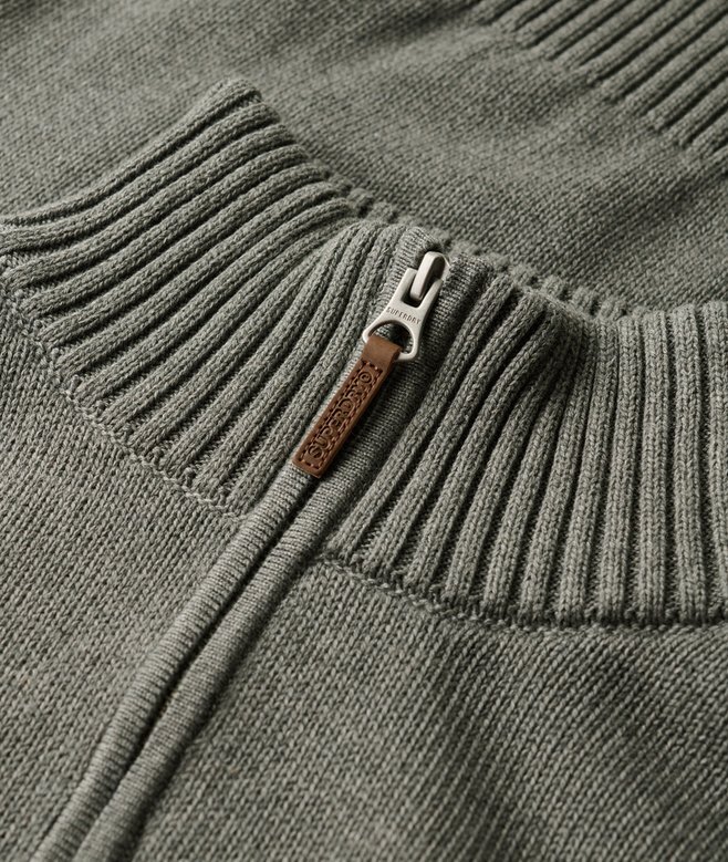 Cotton Classics Strickpullover mit halbem Reißverschluss Cotton Classics Strickpullover mit halbem Reißverschluss
