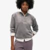 Country Club Velours-Sweatshirt mit halbem Reißverschluss