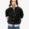 Country Club Velours-Sweatshirt mit halbem Reißverschluss