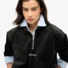 Country Club Velours-Sweatshirt mit halbem Reißverschluss