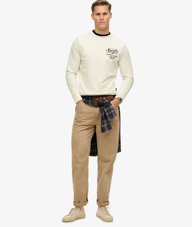Crew-Sweatshirt mit Kupfer-Label-Grafik Crew-Sweatshirt mit Kupfer-Label-Grafik