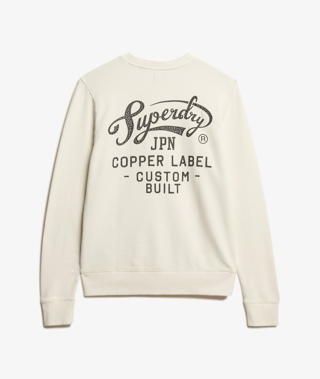 Crew-Sweatshirt mit Kupfer-Label-Grafik Crew-Sweatshirt mit Kupfer-Label-Grafik