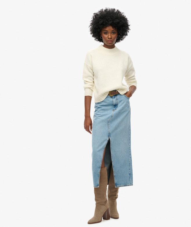 Denim-Maxirock mit Schlitz Denim-Maxirock mit Schlitz