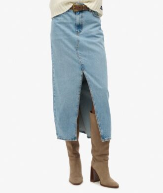 Denim-Maxirock mit Schlitz