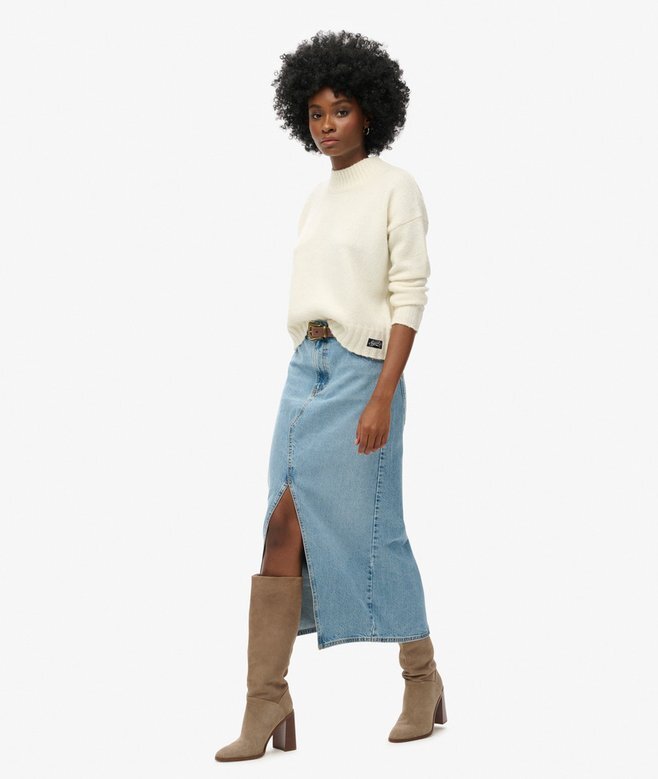 Denim-Maxirock mit Schlitz Denim-Maxirock mit Schlitz