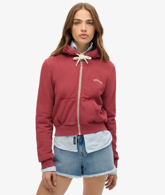 Essential Logo Cropped Zip Kapuzenpullover Essential Logo Cropped Zip Kapuzenpullover