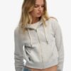 Essential Logo Cropped Zip Kapuzenpullover