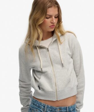 Essential Logo Cropped Zip Kapuzenpullover Essential Logo Cropped Zip Kapuzenpullover