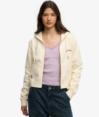 Essential Logo Cropped Zip Kapuzenpullover Essential Logo Cropped Zip Kapuzenpullover