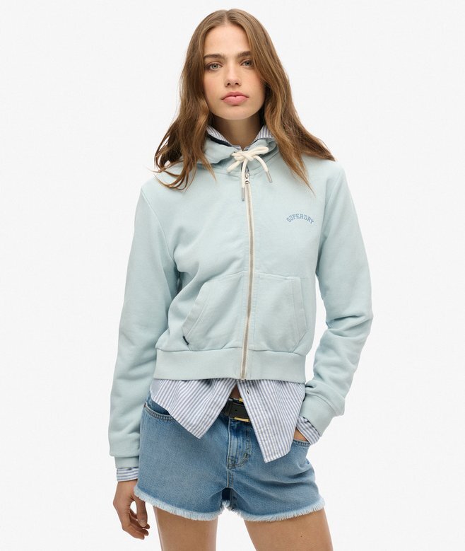 Essential Logo Cropped Zip Kapuzenpullover Essential Logo Cropped Zip Kapuzenpullover