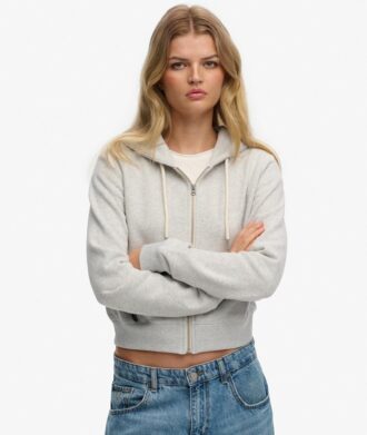 Essential Logo Cropped Zip Kapuzenpullover Essential Logo Cropped Zip Kapuzenpullover