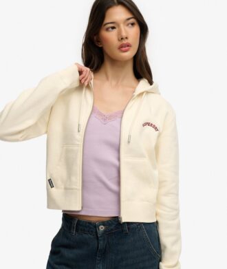 Essential Logo Cropped Zip Kapuzenpullover Essential Logo Cropped Zip Kapuzenpullover